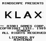 Klax (USA) Title Screen